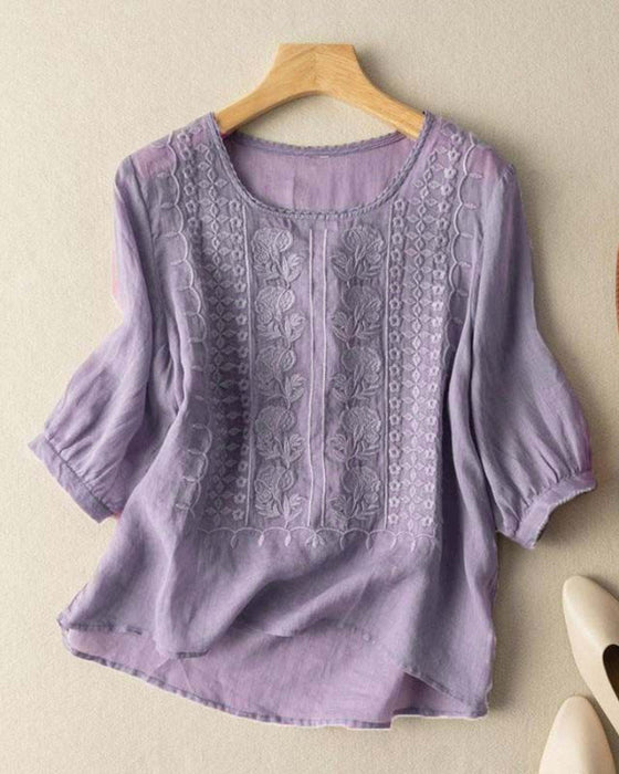 T-Shirt Retro Andningsbar Rund Halsning