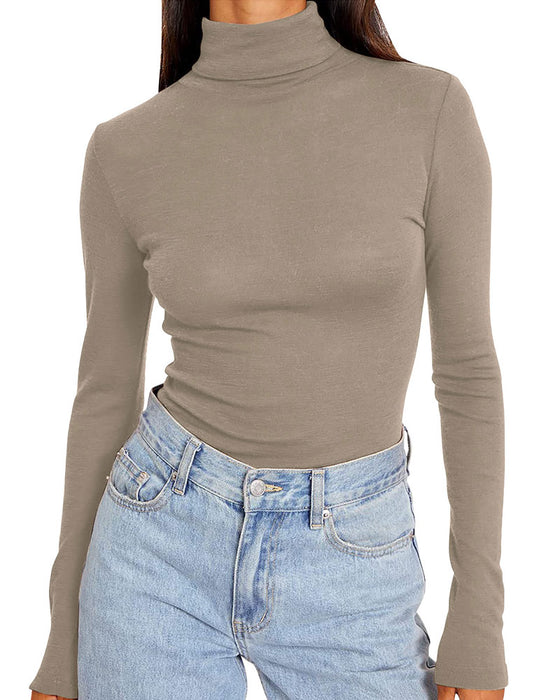 Topp Enfärgad Halv Turtleneck Bas
