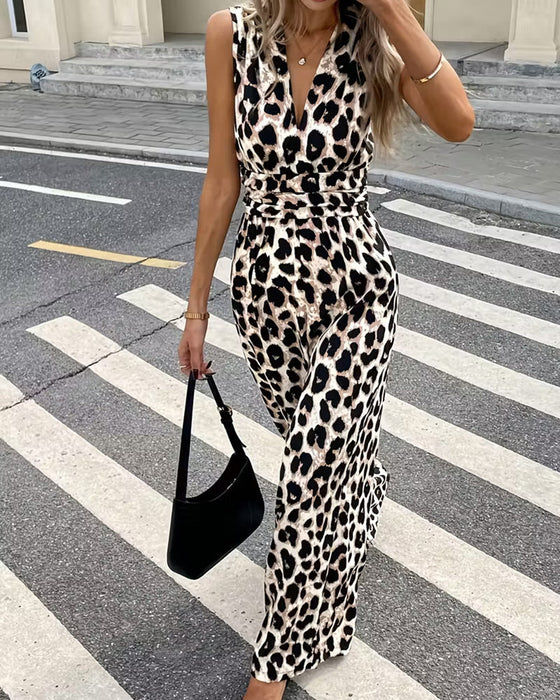 Hoppdräkt Leopard Tryck Ärmlös
