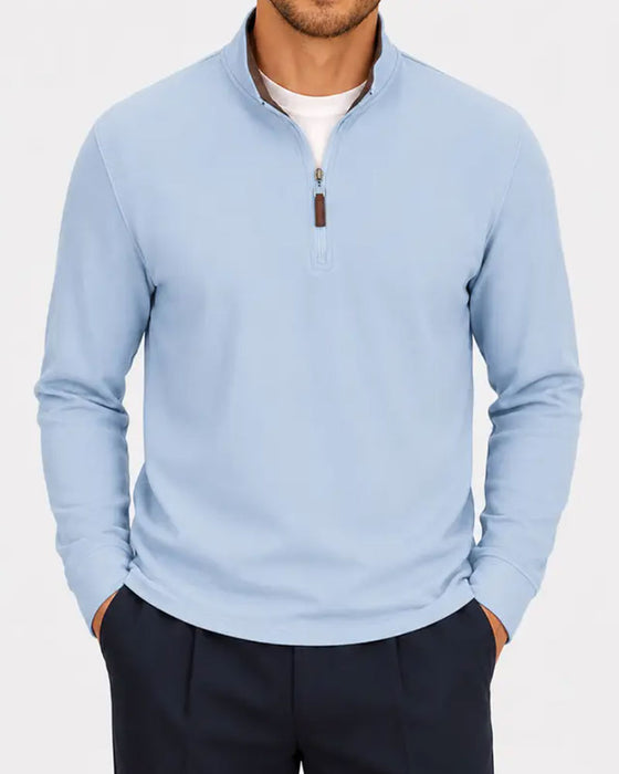 Herrsweatshirt Halv-Zip Ståkrage Långärmad