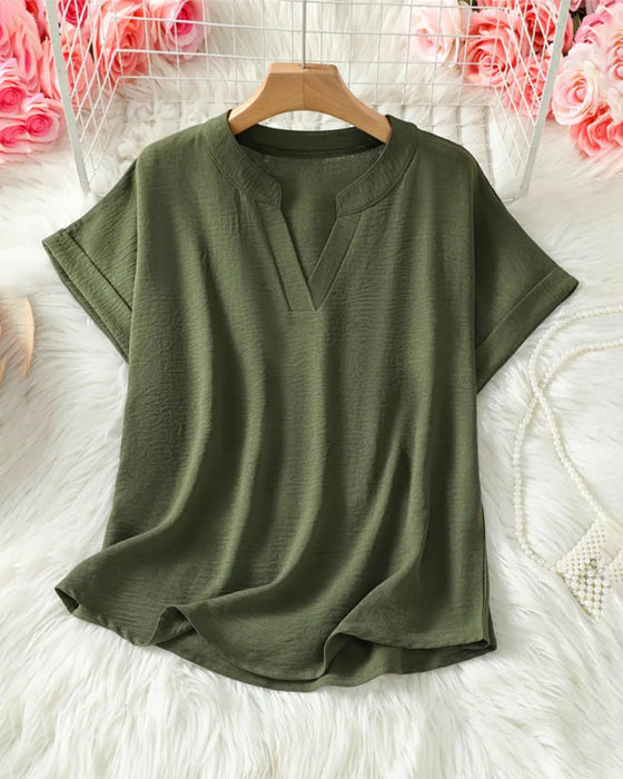 Blus Lös Enfärgad Damsk Casual