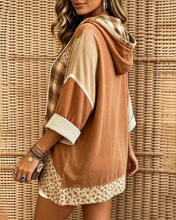 Hoodie Ruta Rand Blommig Patchwork