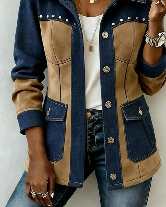 Kappa Huvförsedd Dragkedja Ficka Denim Panel
