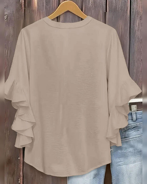 Blus Liten V‑Hals Volang