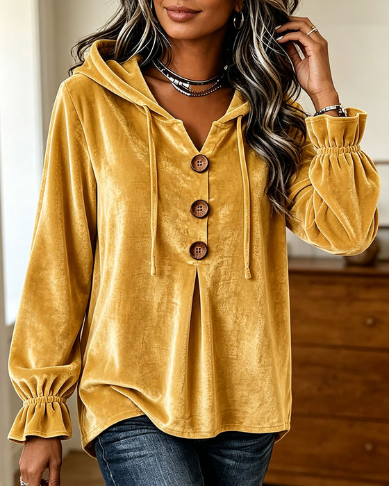 Hoodie Solid Knapp Casual