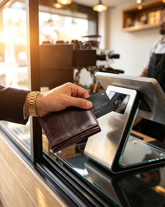 Herr Äkta Oljevaxad Nötläder RFID-plånbok