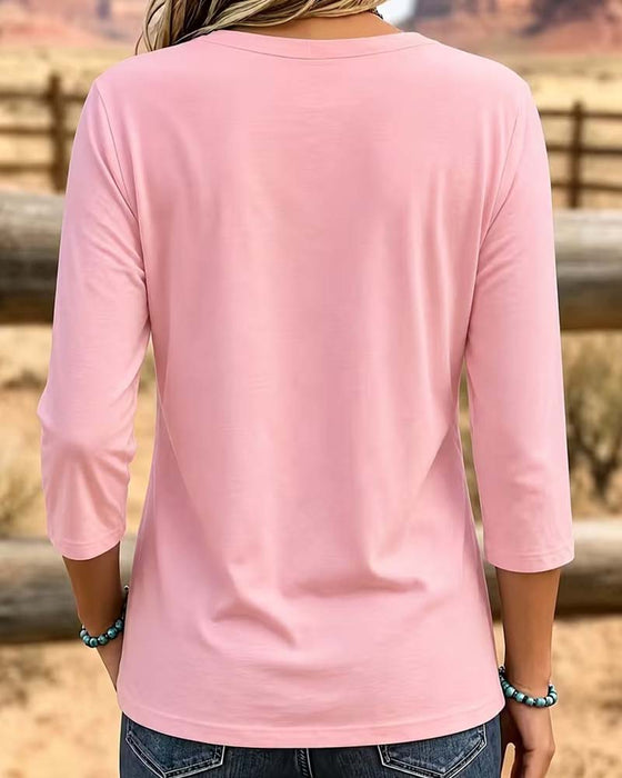 Topp Crew Hals Patchwork Asymmetrisk Fåll