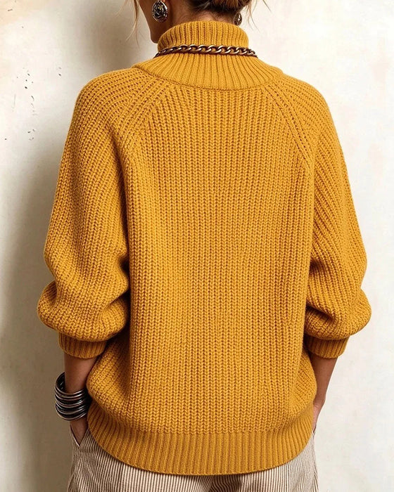 Tröja Turtleneck Knappad Raglanärm