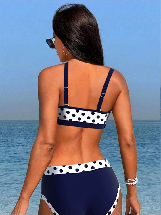 Hög midja Patchwork prickiga bikinis