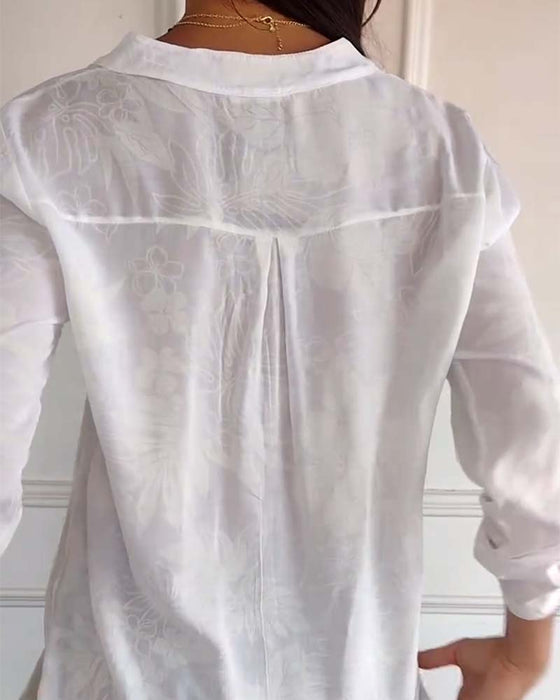 Patchwork topp med paljetter med bladtryck