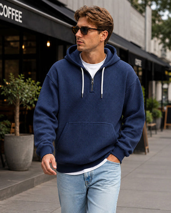 Hoodie Herr Solid Dragkedja Pullover