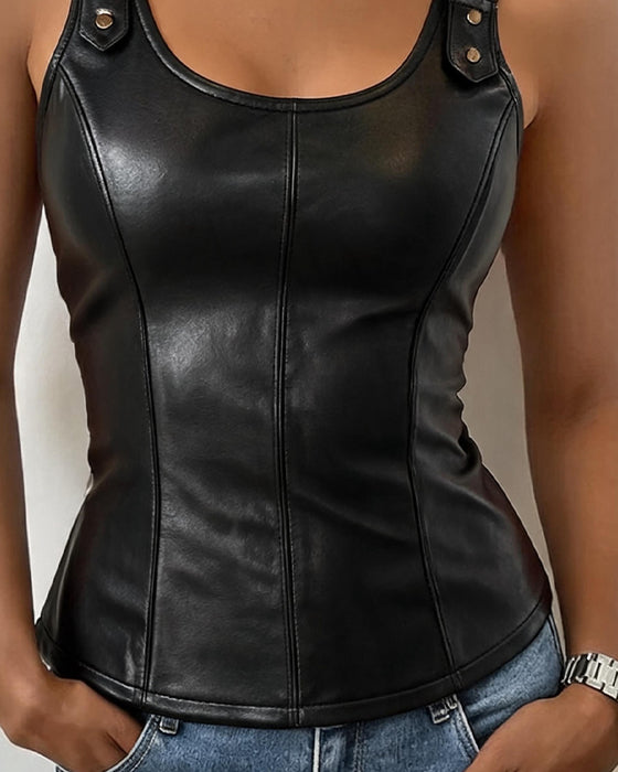 Linne U-Hals Camisole Slimmad