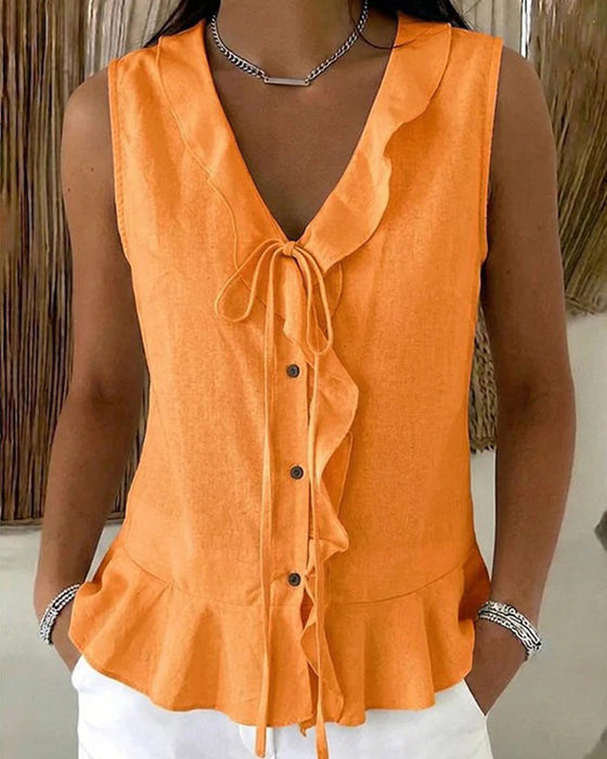 Tank Top Ruffle Slips Ärmlös