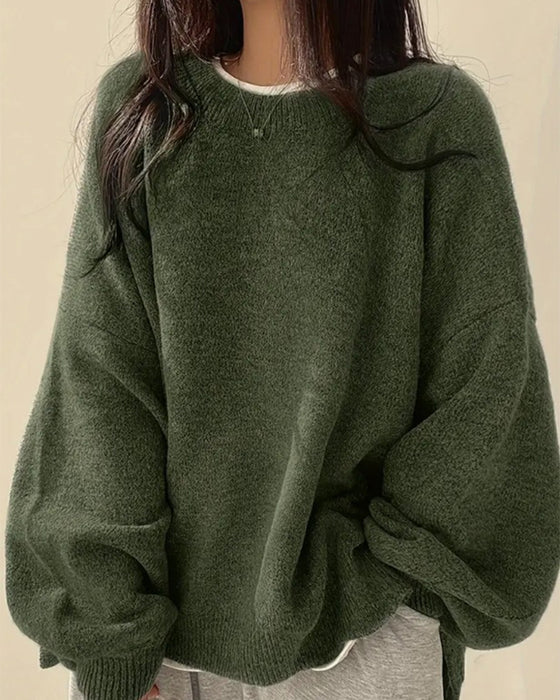 Pullover Rundhalsad Sida Slits