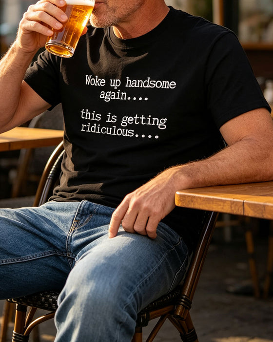 Herr T-Shirt Bokstav Tryck Rund Hals