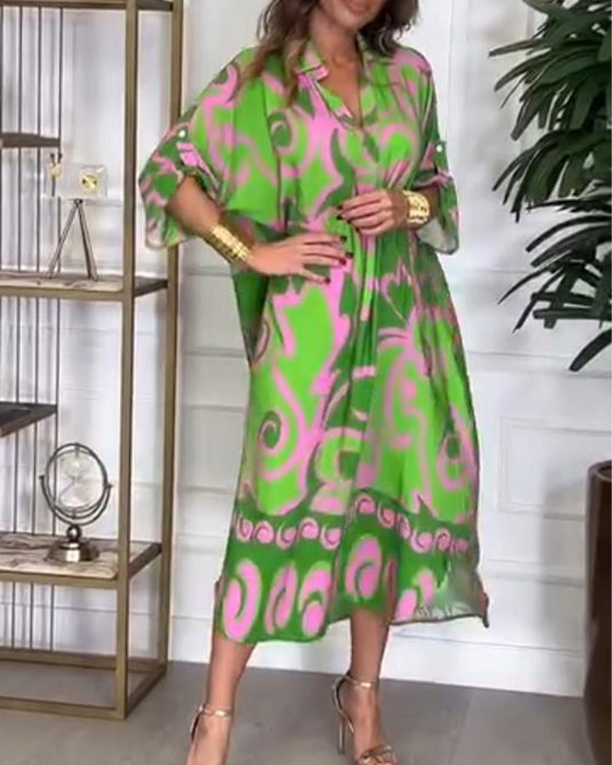 Dress Med Geometrisk Kontrastfärg Design