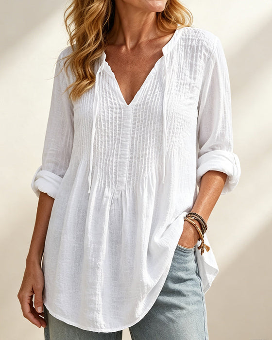 Blus V-Hals Dragsko Solid
