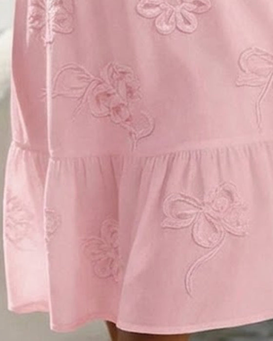 Klänning Puff Kort Ärm Blommig