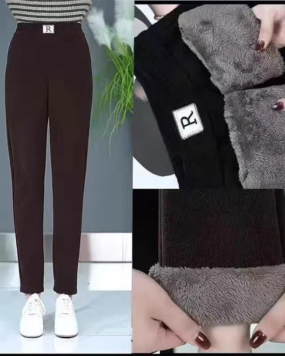 Byxor Hög Midja Fleecefodrade Förtjockade Jogger