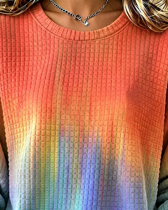 Sweatshirt Gradient Tie-Dye Casual Rundhals
