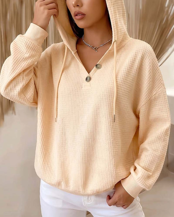 Sweatshirt Avslappnad Enfärgad Snörlina