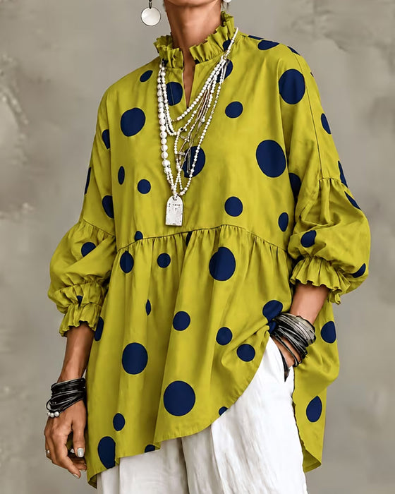 Blus Stor Prickig Volang