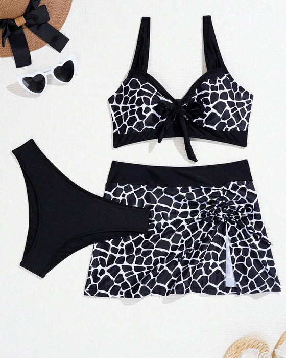 Strandslingad Tre-delad Bikiniset Med Leopardmönster