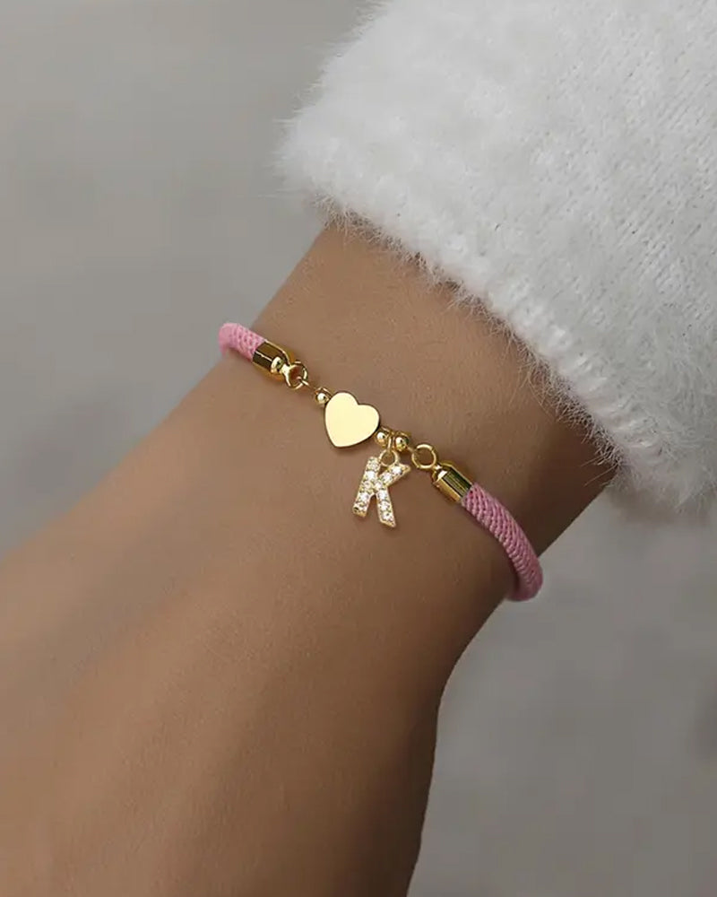 Initialt Hjärta Charm Länk Modearmband