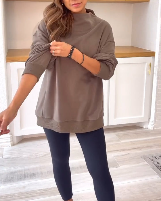 Retro enfärgad sweatshirt med delad krage
