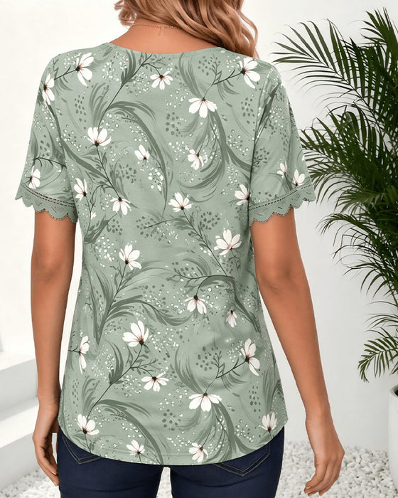 T-Shirt Falsk Lager Våg Ruffle Tryck