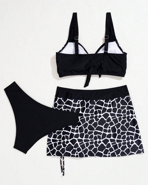 Strandslingad Tre-delad Bikiniset Med Leopardmönster