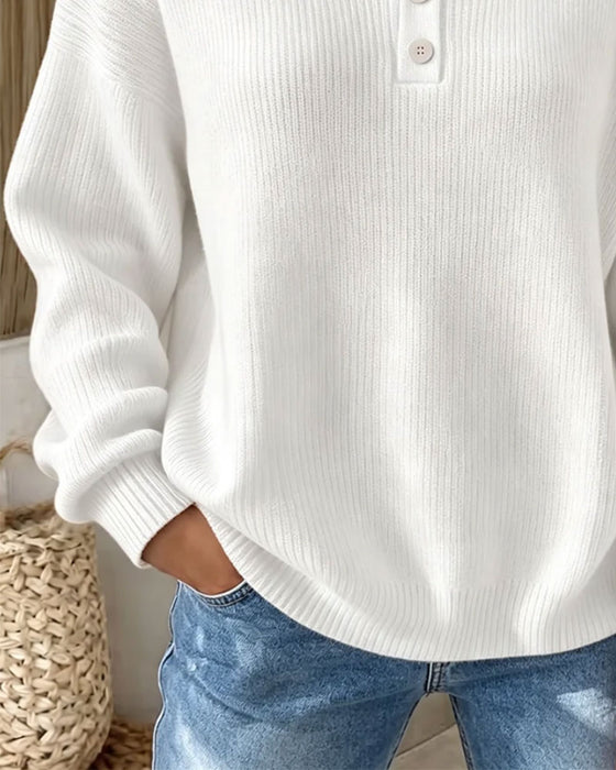 Pullover Solid Knapp Casual