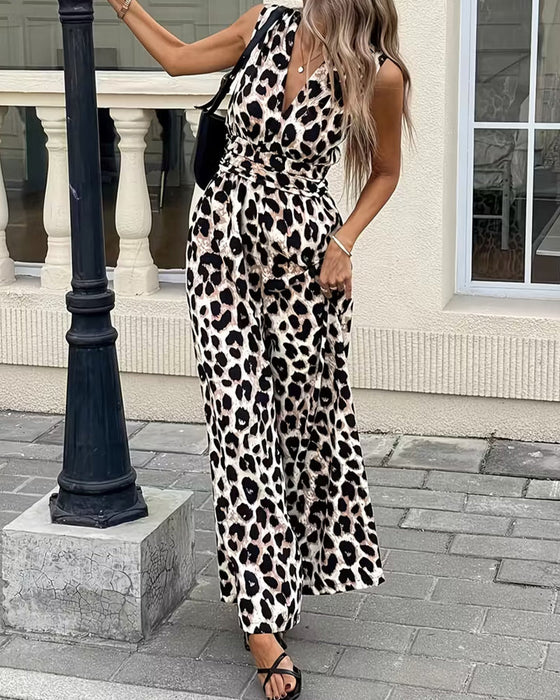 Hoppdräkt Leopard Tryck Ärmlös