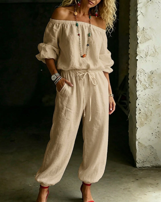 Hoppdräkt Off-Shoulder Knyt Midja Snörd Midja