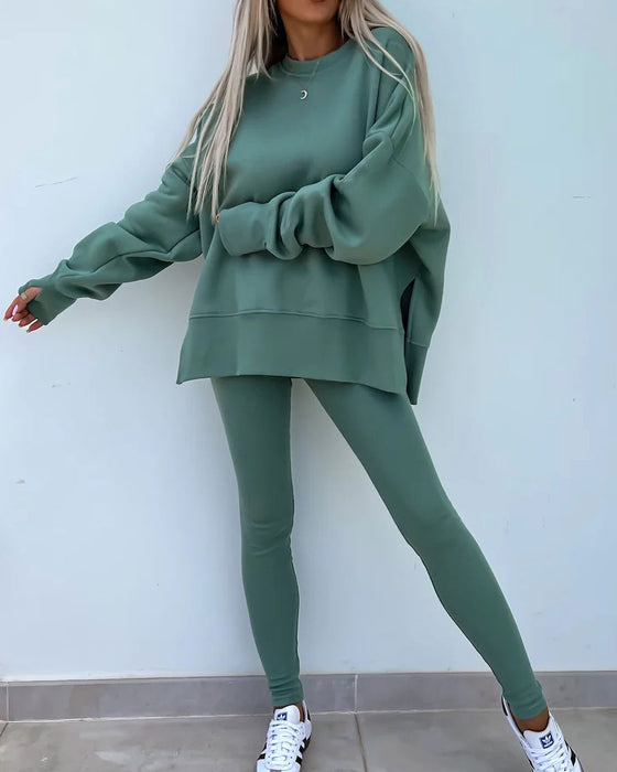 Set Slim Byxor Löst Sweatshirt
