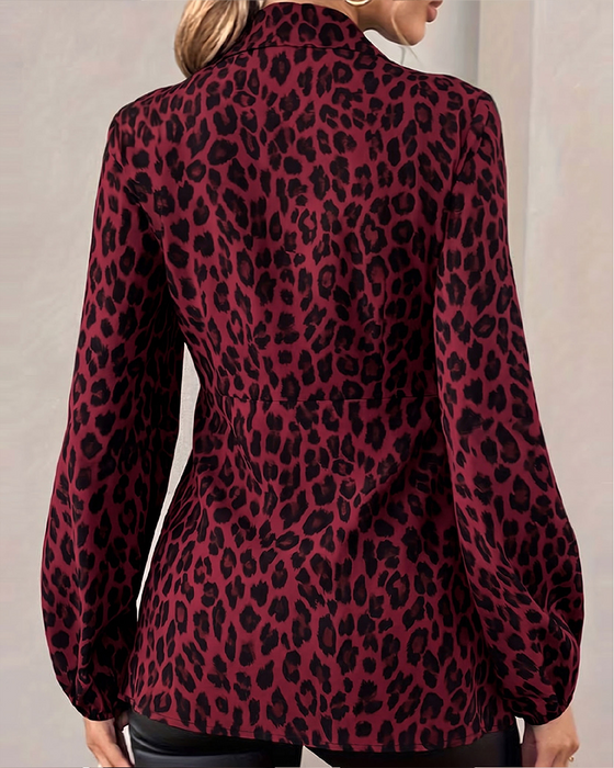 Top Leopard Tryck Krage Bandage Midja