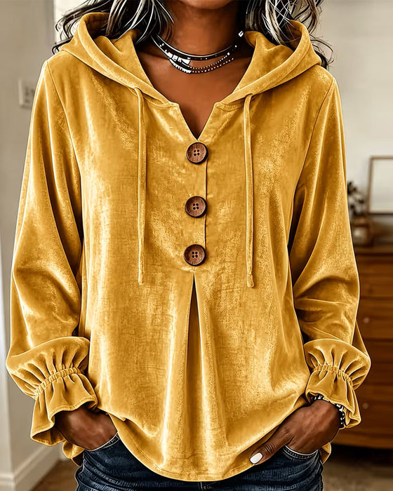 Hoodie Solid Knapp Casual