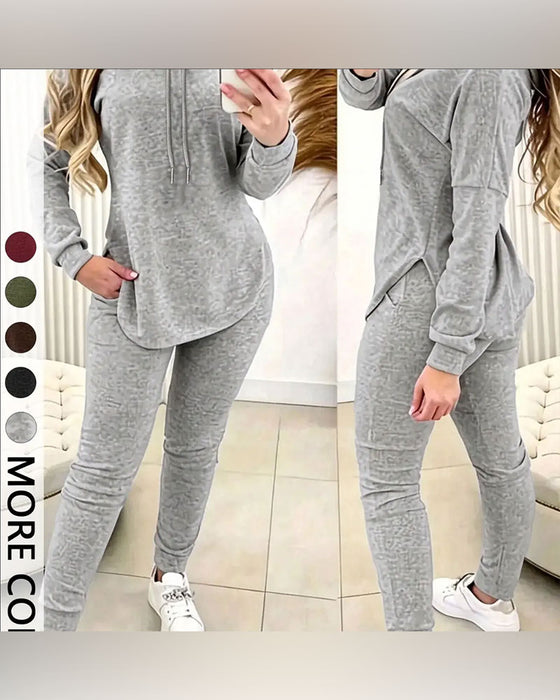 Tvådelade Set Huva Böjd Fåll Casual