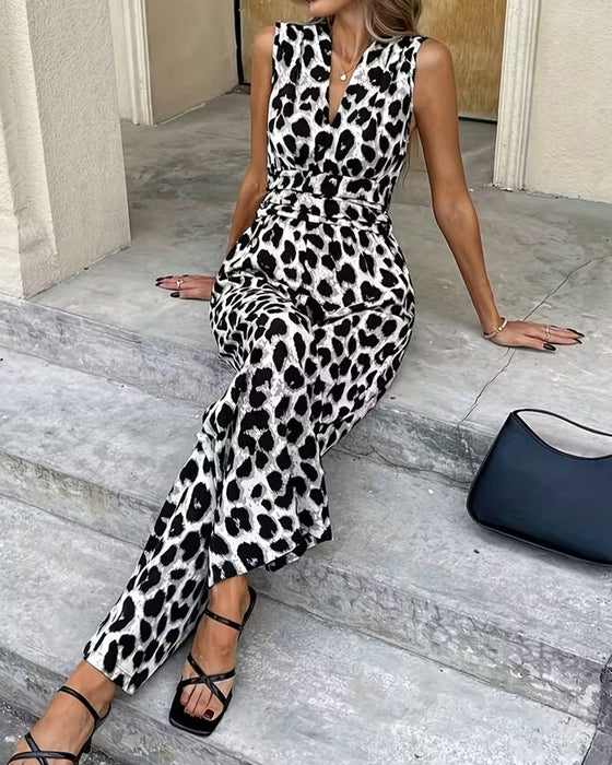 Hoppdräkt Leopard Tryck Ärmlös