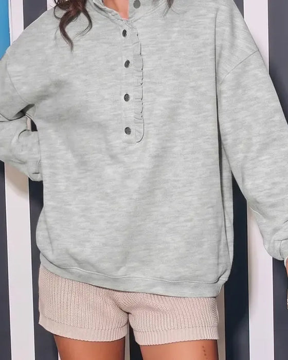 Sweatshirt Krås Knäppt Långärmad Lössittande
