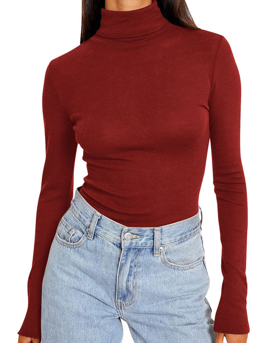 Topp Enfärgad Halv Turtleneck Bas
