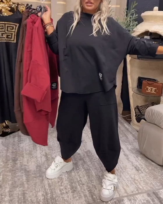 Casual broderad sweatshirt i två delar