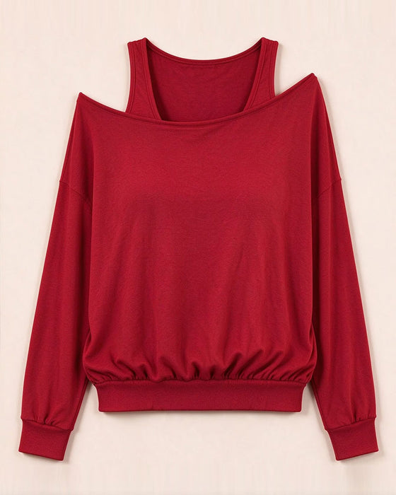 Topp Off-Shoulder Falsk Tvådelad Långärmad