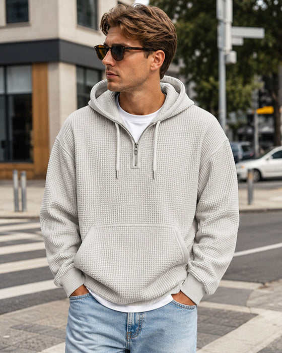 Hoodie Herr Solid Dragkedja Pullover