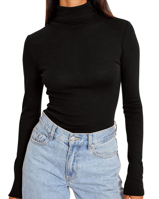 Topp Enfärgad Halv Turtleneck Bas