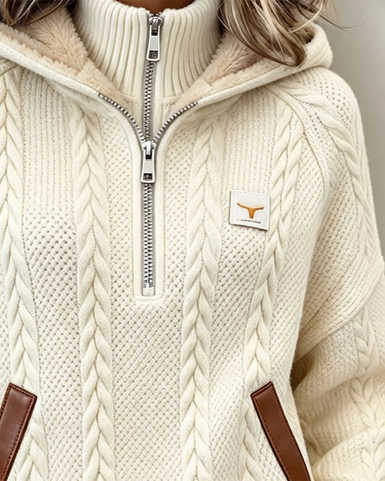 Hoodie Dragkedja Casual Polokrage