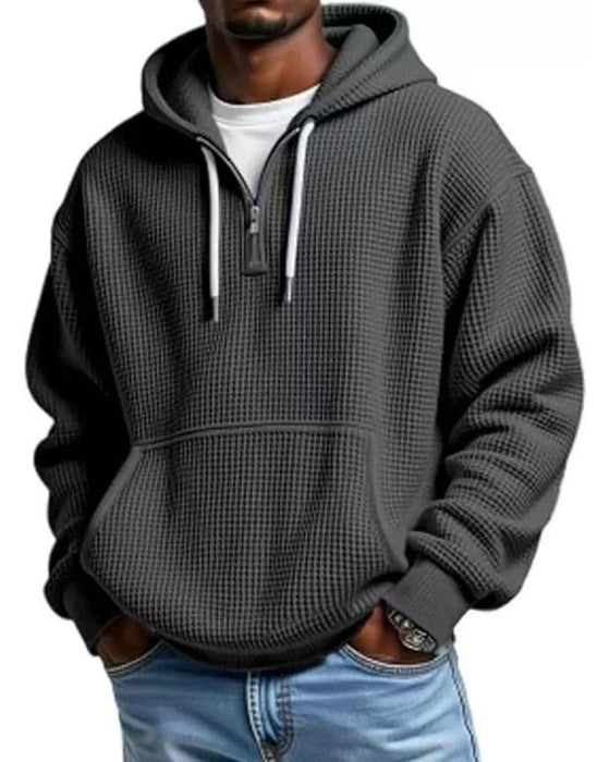 Hoodie Herr Solid Dragkedja Pullover
