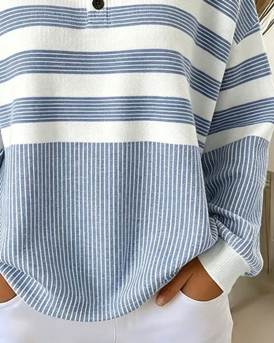 Sweatshirt Rand Henley Hals Långärmad