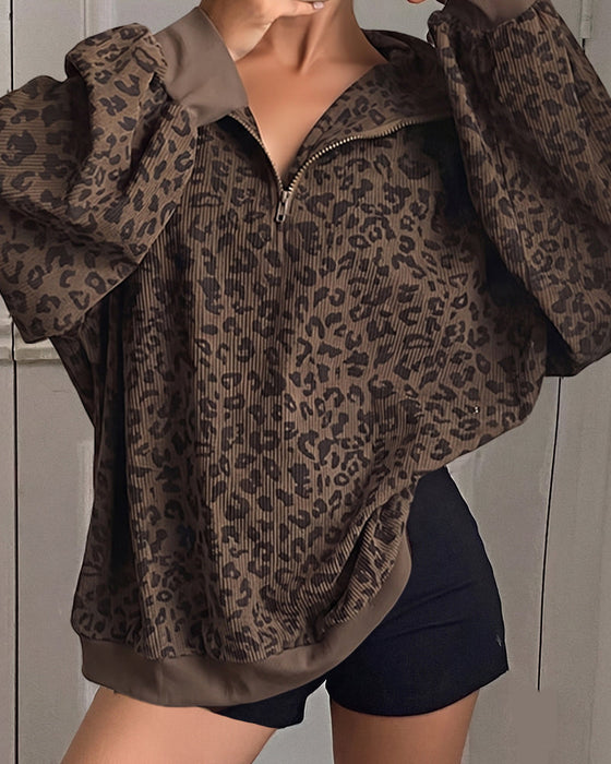 Tröja Leopardmönster Långärmad
