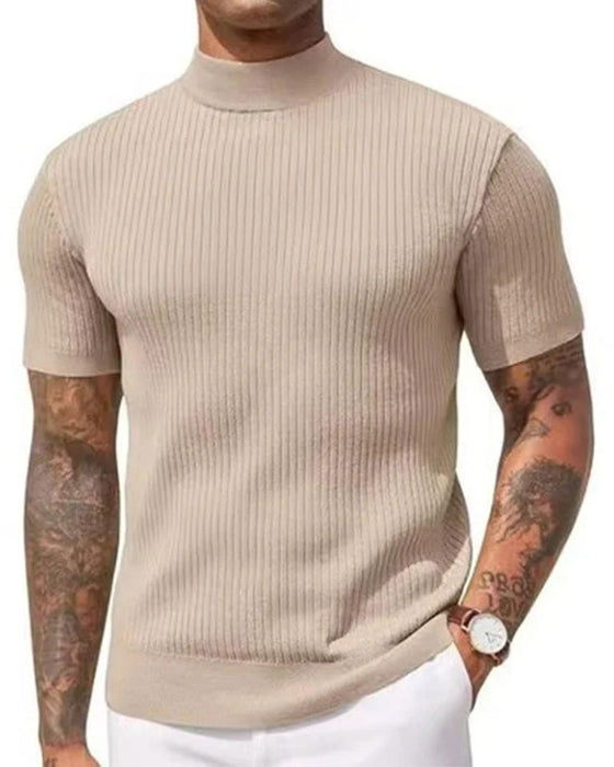T-Shirt Mock Neck Herr Kort Ärm